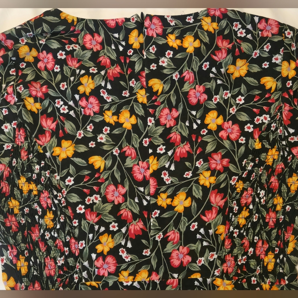 Old Navy Women's Fit and Flare Long Sleeve Crew Neck Dress Black Floral Size S - Picture 6 of 7